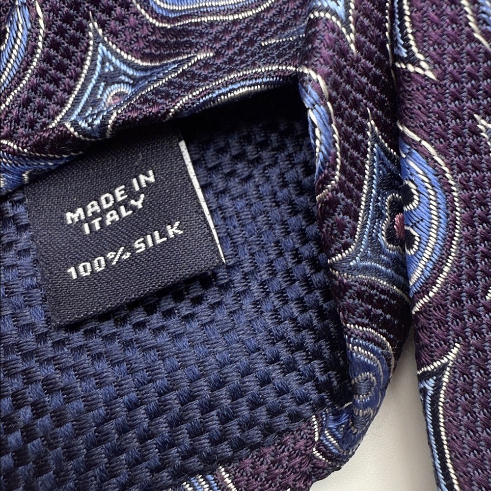 Daniel Cremieux Blue & Purple Geometric Tie,Made in Italy 100% Silk - Picture 4 of 5